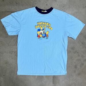 Vintage 2005 The Simpsons Tee Mens XL Blue Yellow Short Sleeve Y2K Cartoon Shirt